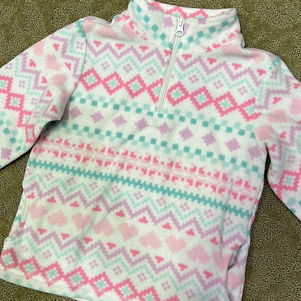 Children Place Girl 10/12 Purple Aqua Pink Heart Pattern Fleece w Pockets - Picture 4 of 11